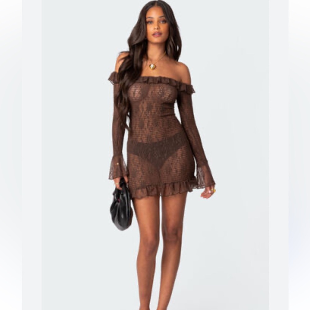 EDIKTED Brown Lace Dress